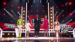 Елизавета Качурак, Карина Игнатян, Софья и Елизавета Каймаковы. «Грею счастье». Голос.Дети-4. Поединки. Фрагмент выпуска от 14.04.2017