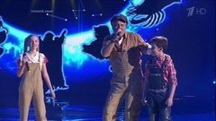 Кирилл Скрипник, Александра Нехай, Марсель Сабиров и Сосо Павлиашвили. «Небо на ладони». Голос.Дети-3. Дополнительный этап. Фрагмент выпуска от 22.04.2016