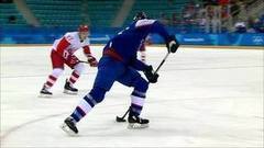 Первая шайба сборной Словакии. Россия — Словакия. Групповой турнир. Мужчины. Хоккей. XXIII Олимпийские зимние игры