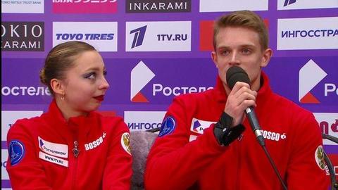 «Мы гордимся тем, что представляем эту страну!» Интервью Александры Бойковой и Дмитрия Козловского после победы на домашнем этапе Гран-при. Rostelecom Cup. Гран-при по фигурному катанию 2019/20