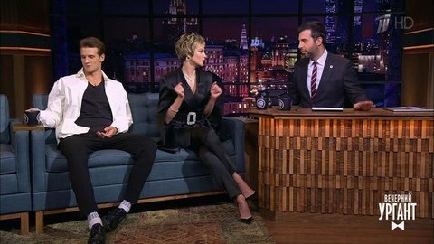 Актеры Полина Максимова и Евгений Романцов о фильме "Бег". Вечерний Ургант