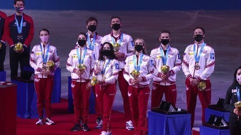 Церемония награждения. Командный чемпионат мира по фигурному катанию 2021