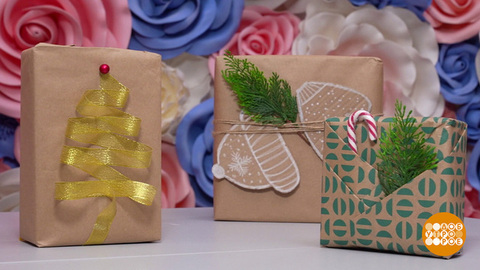 Новогодняя упаковка: можно с елочкой, можно с варежкой... Доброе утро. Фрагмент