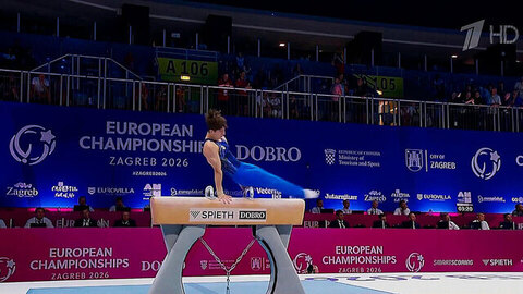 Российские атлеты на пьедестале Чемпионата Европы по спортивной гимнастике
