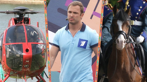 Силачи, вертолеты и лошади. Парк. За кадром