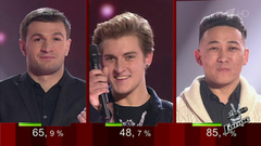 Первая тройка Димы Билана. Объявление победителя. Первый четвертьфинал. Голос-5. Фрагмент выпуска от 09.12.2016