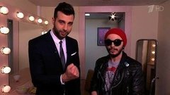 Тимур Родригез и Иван Ургант приветствуют друг друга на испанском языке. Пролог. Вечерний Ургант. Фрагмент выпуска от 04.03.2015