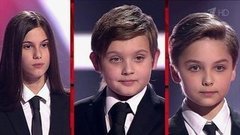 Александра Мостовяк, Максим Чурмантеев и Александр Филин. «Can’t Feel My Face». Поединки. Команда Билана. Голос.Дети-3. Фрагмент выпуска от 01.04.2016