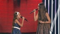 Милана и Виолетта Вольские. «Mamma». Голос.Дети-1. Слепое прослушивание. Фрагмент выпуска от 21.03.2014
