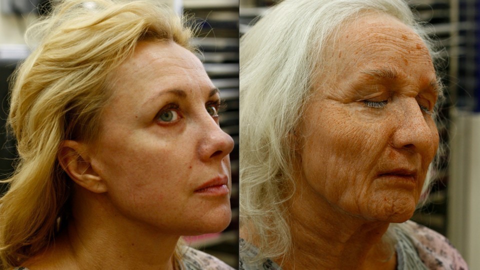 Елена Яковлева до и после наложения пластического грима