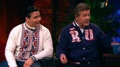 Саночник, заслуженный мастер спорта России Альберт Демченко и певец, народный артист РСФСР Лев Лещенко. Вечерний Ургант. Фрагмент выпуска от 18.02.2014