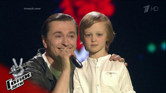 Леонид Новожилов, Эден Голан, Ангелина Галецкая и Сергей Безруков. «Березы». Голос.Дети-5. Дополнительный этап. Фрагмент выпуска от 13.04.2018