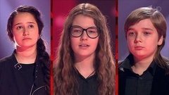 Раяна Асланбекова, Элина Арсенина и Ярослав Буравченко. «Скрип колеса». Поединки. Команда Агутина. Голос.Дети-3. Фрагмент выпуска от 15.04.2016