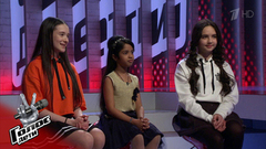 Эден Голан, Вероника Инкико и Лавалина Сандип Наир перед поединком : «Мы помогли Лавалине выучить русские слова». Голос.Дети-5. Фрагмент выпуска от 30.03.2018