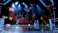 Ксения Капустина, Валерия Самохвалова и Эдуард Редико. «Hideaway». Поединки. Команда Фадеева. Голос.Дети-2. Фрагмент выпуска от 03.04.2015