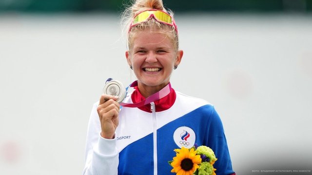 <p>Анна Пракатень завоевала серебро в академической гребле в соревнованиях одиночек</p>