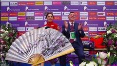 Реакция Брайана Орсера на произвольную программу Евгении Медведевой. Женщины. За кадром. Rostelecom Cup. Гран-при по фигурному катанию 2019/20