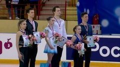 Церемония награждения. Пары. Первенство России по фигурному катанию среди юниоров 2020