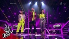 Полина Грознова, Кристина Силлер и Арина Орлова. «Friends». Голос.Дети-7. Поединки. Фрагмент выпуска от 27.03.2020