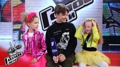 «Тетя Поля лучше всех, ее команду ждет успех!» Ангелина Дерябина и Агния Андреева. Интервью после Поединков. Голос.Дети-7