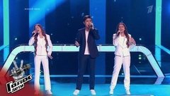 Миржан Жидебай, Дарья Марцынкевич и Екатерина Кретова. «Замок из дождя». Голос.Дети-7. Поединки. Фрагмент выпуска от 03.04.2020