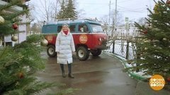 Блондинка за рулем новогоднего автобуса. Доброе утро. Фрагмент 