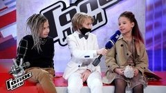 «Мы довольны своим выступлением». Макар Смыслов и Полина Сюткина. Интервью после Поединков. Голос.Дети-8