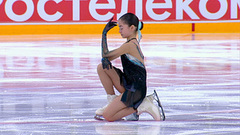 Первый в истории женского катания четверной риттбергер. Аделия Петросян. Произвольная программа. Кубок России по фигурному катанию 2021/22