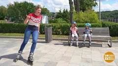 Ролики: учимся тормозить. Доброе утро. Фрагмент 