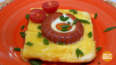 Картофельная запеканка с сосиской и яйцом. Доброе утро. Фрагмент