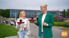 Ангелина Мельникова и забег официантов. Доброе утро. Суббота. Фрагмент