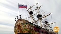 Исторические корабли на параде. Праздничный канал. Фрагмент 