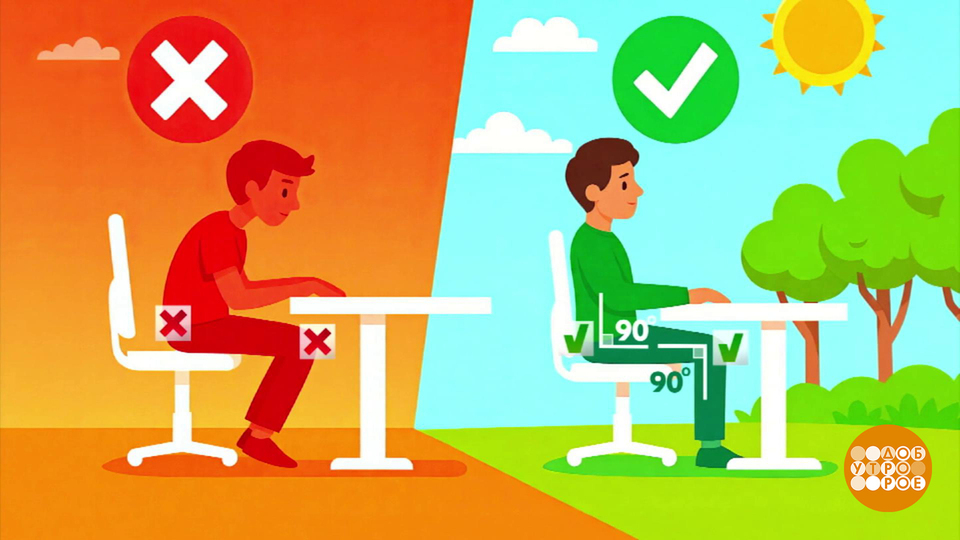 Сидячая работа: хорошо сидим? Доброе утро. Фрагмент выпуска от 13.08.2025