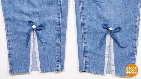 Декорируем джинсы с помощью бахромы. Доброе утро. Фрагмент 