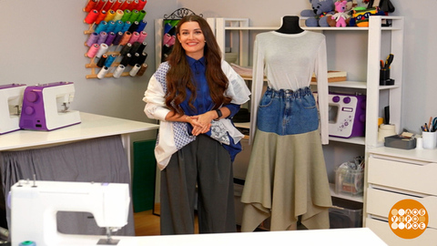 Стильная юбка из старых джинсов. Доброе утро. Фрагмент 