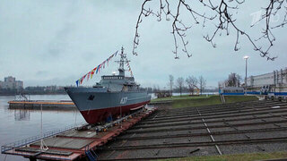 Противоминный тральщик «Дмитрий Лысов» торжественно спущен на воду в Петербурге