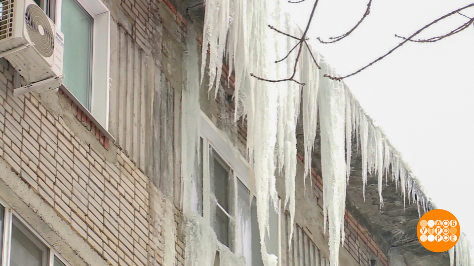 Сосульки и наледь: кто убирать будет? Доброе утро. Суббота. Фрагмент выпуска от 31.01.2026