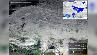 Заснеженная Москва: Роскосмос показал, как выглядит снегопад над столицей