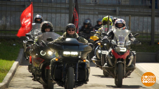 Мотомарш «Дороги Победы» — стартовал! Доброе утро. Фрагмент