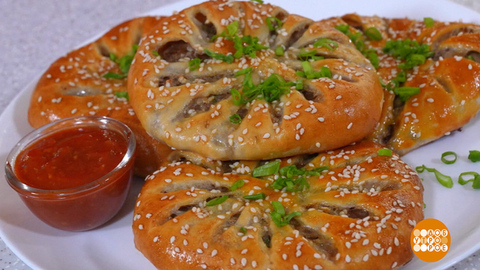 Лепешки-солнышки с мясным фаршем. Доброе утро. Фрагмент 