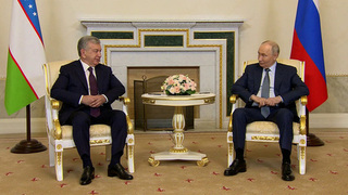 Владимир Путин проводит в Константиновском дворце переговоры с президентом Узбекистана