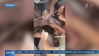 Живого младенца достали из-под завалов в Колумбии после землетрясения: видео